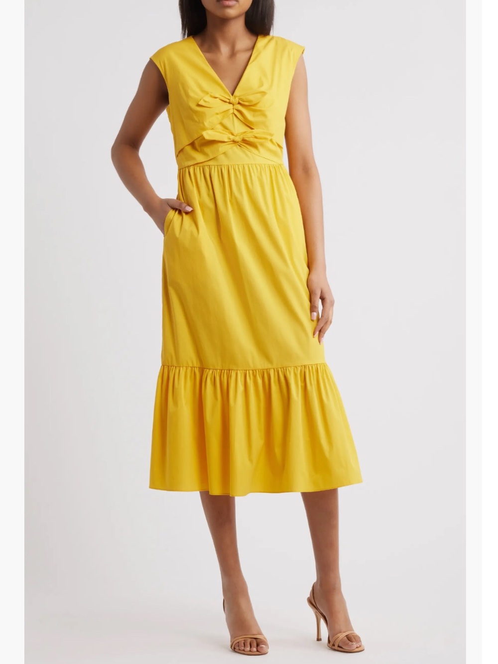 Anne Klein Bow Front sleeveless Modern Midi Dress size 6
